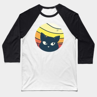 Black Cat Kitten Vintage Retro Aesthetic Vibes Animal Baseball T-Shirt